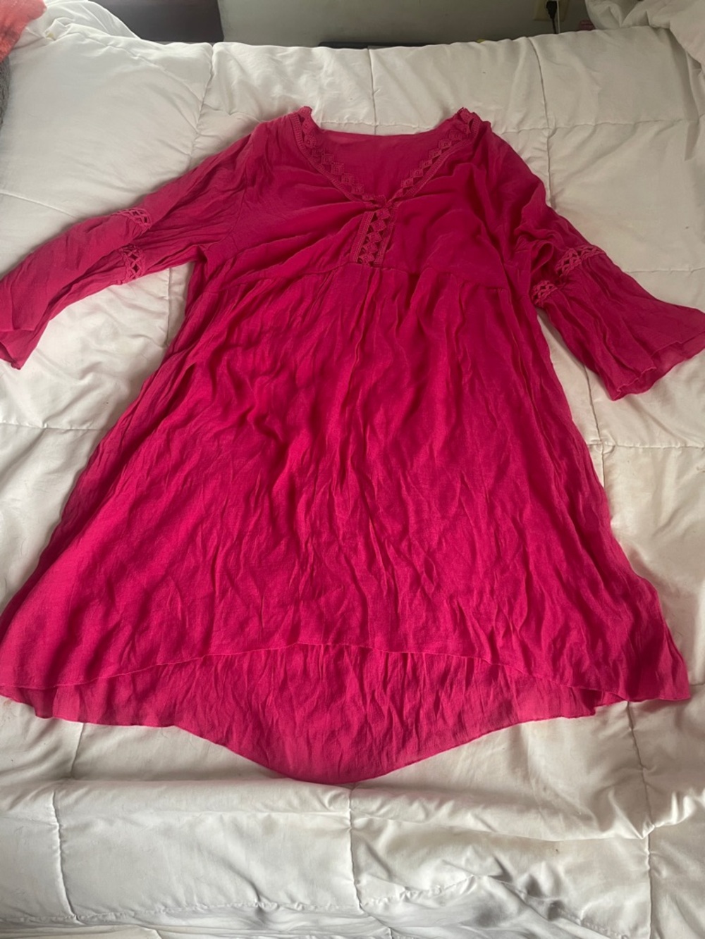 SHEIN Women’s Fuchsia V-Neck Crochet Detail Swimsuit Coverup